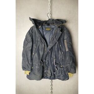 Heavily Distressed Vintage Men's Military N-3A Parka Jacket 40s USAF Blue Large